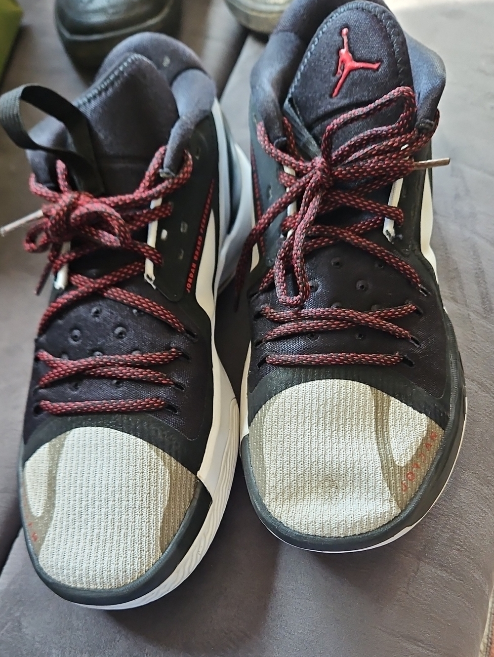 Jordan Kids Black and Burgundy Lace-Up Sneakers